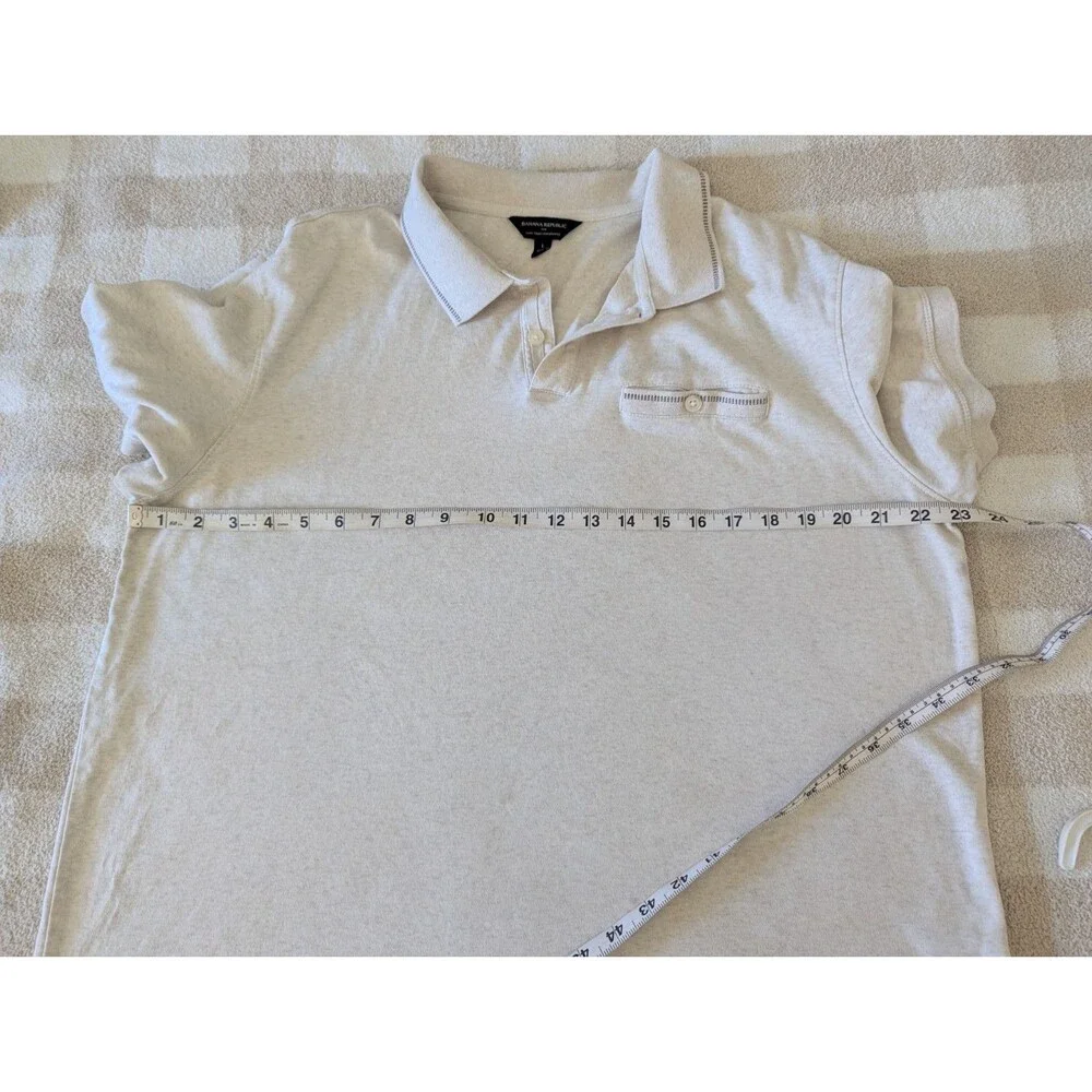 Banana Republic Men's Luxe Touch Performance Polo shirt Sz L Cream quiet luxury